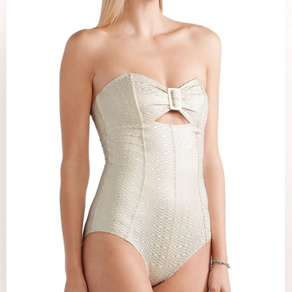 NWOT Lisa Marie Fernandez Buckle Bandeau Maillot swimsuit - Picture 1 of 13